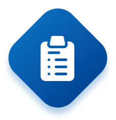 Clipboard icon on blue background