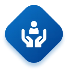 Supportive hands and person symbol