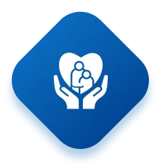 Blue diamond icon with family image